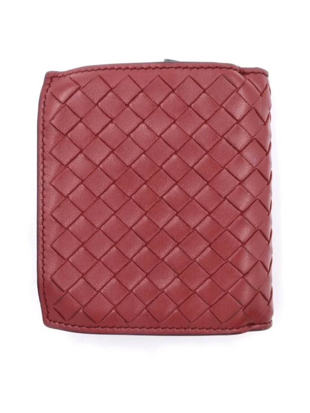 Bottega Veneta Intrecciato Leather Wallet Bifold Coin Purse Bordeaux